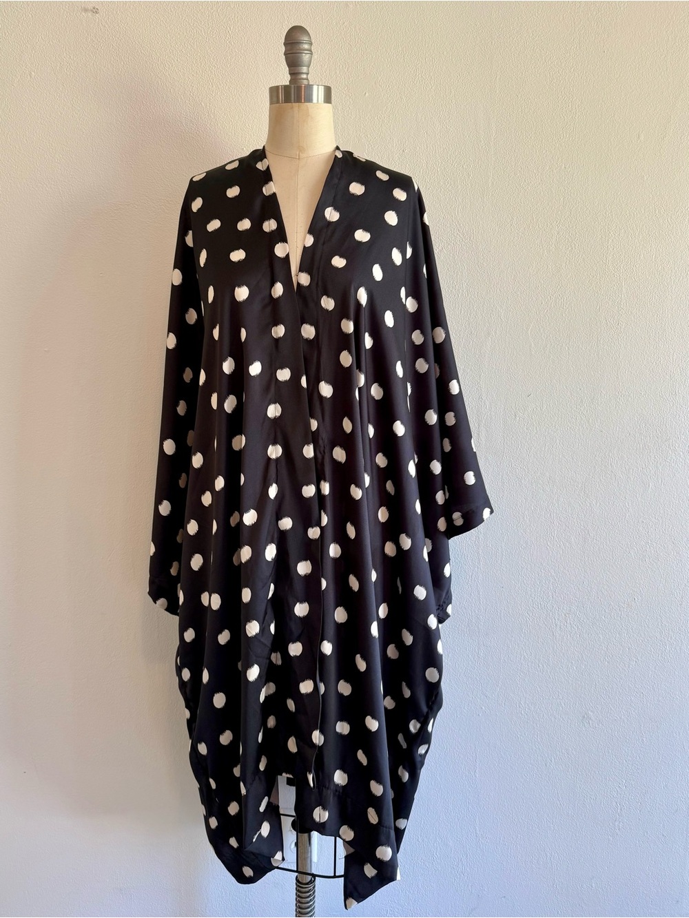 Black & White Polka Dot Women's Cape Coatigan